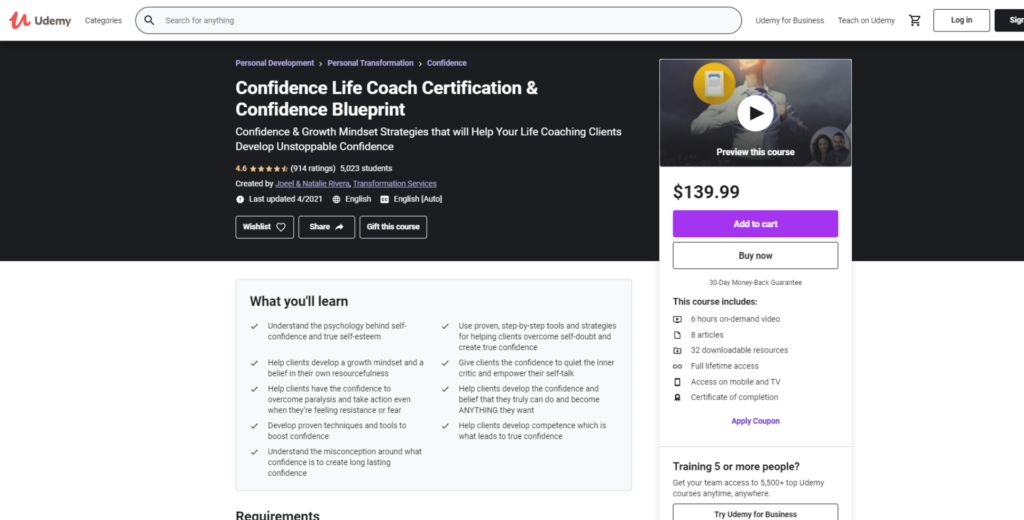 Confidence Life Coach - Coaching Certification Program