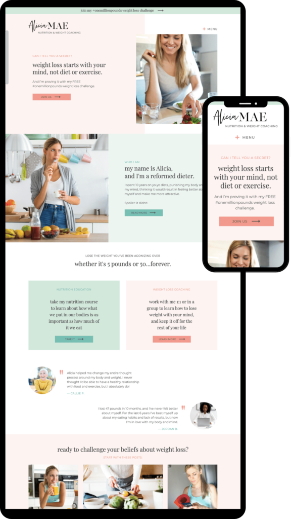 About Alicia - Website Template for Weight Loss Coaches