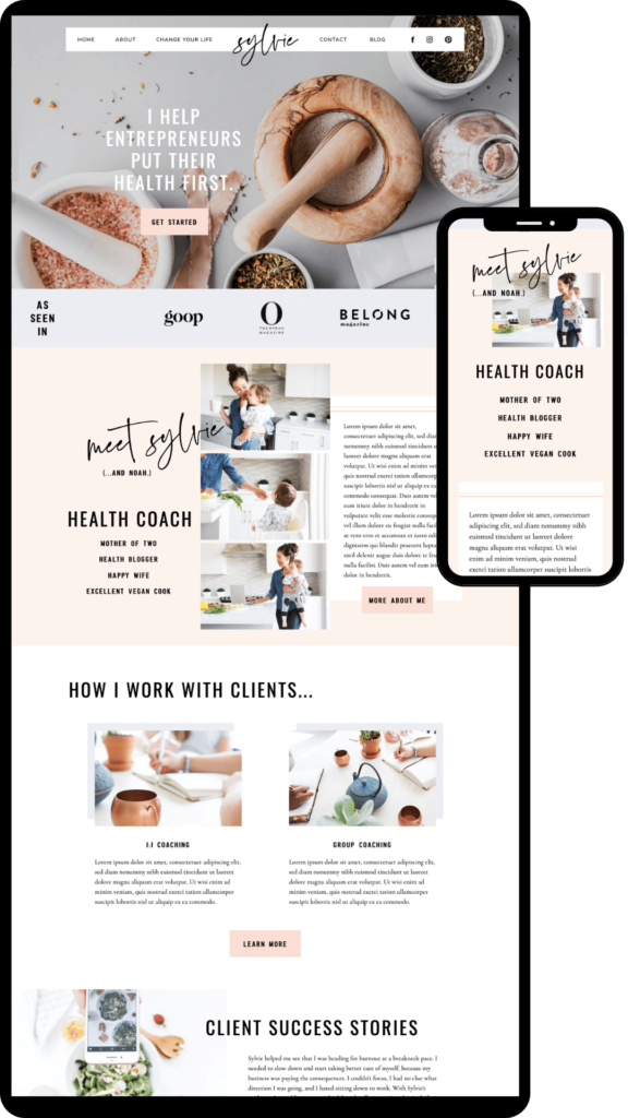 About Sylvie - Website Template for Health Coaches