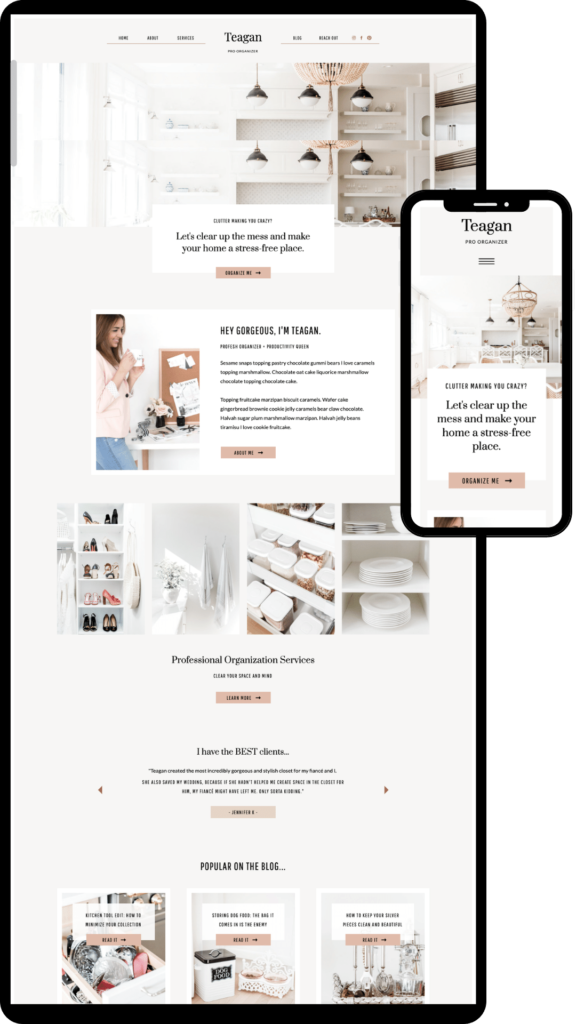 About Teagan - Website Template for Professional Organizers