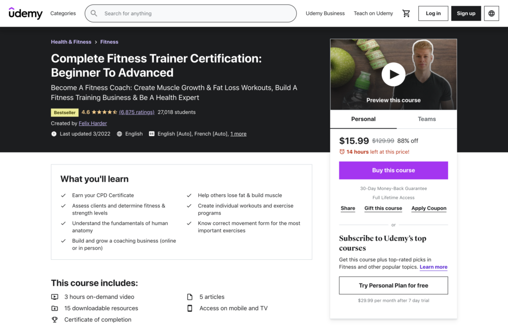 Complete Fitness Trainer Certification - Online Fitness Coaching