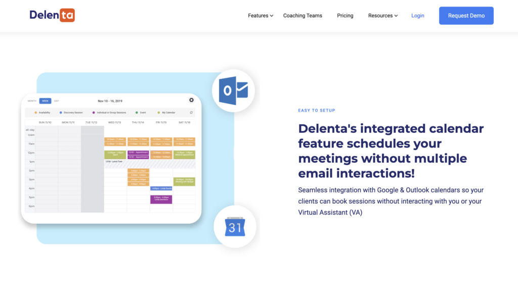 Delenta Coaching Platform - Calendar Booking