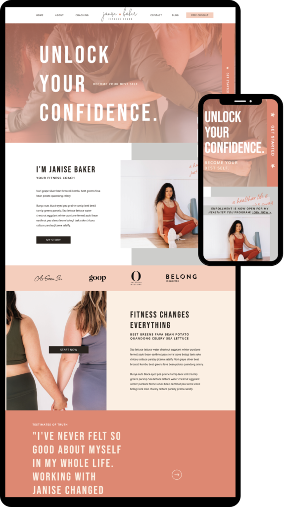 About Janise - Website Template for Fitness Coaches